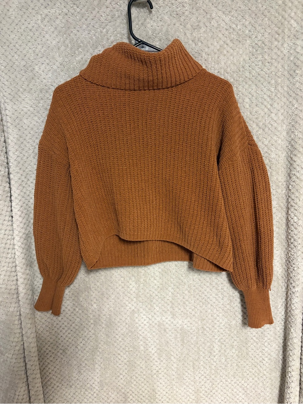 Cozy Cropped Turtleneck Sweater - Rust
